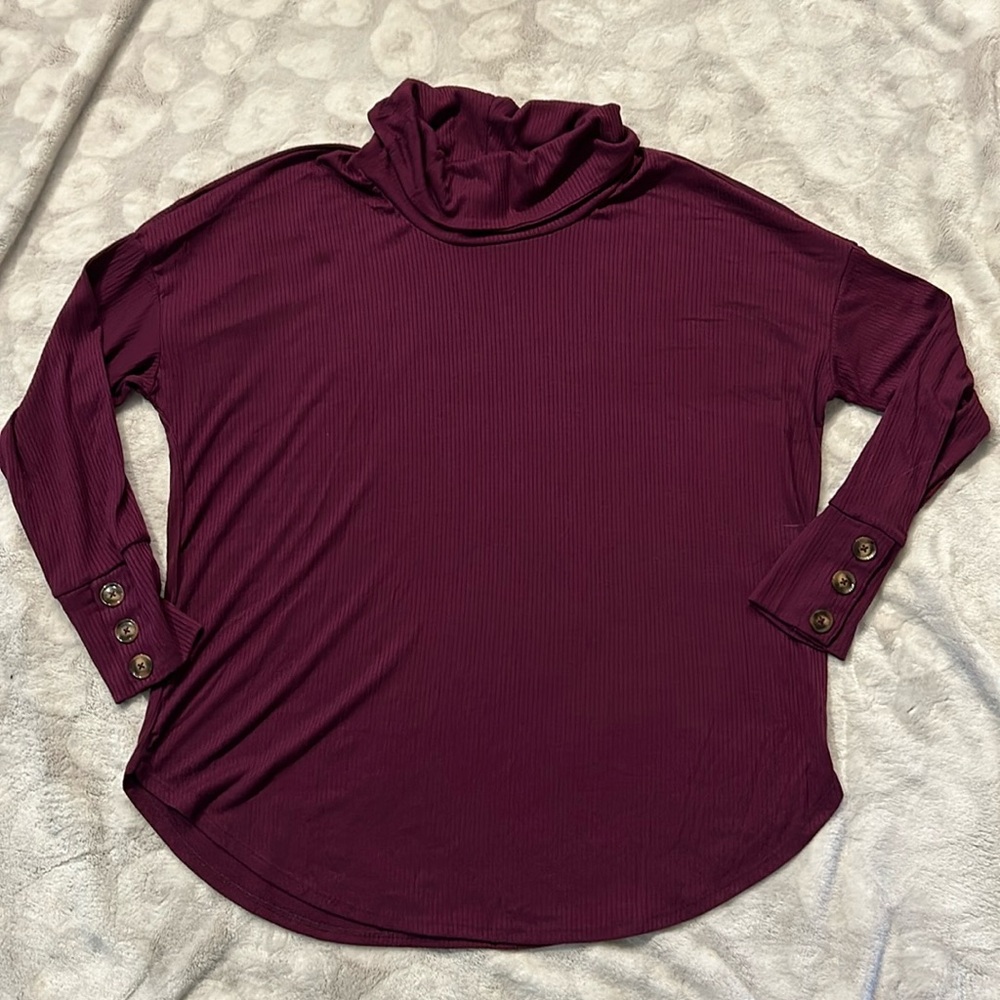 LuLaRoe Long Sleeve Turtleneck Top in Deep Plum